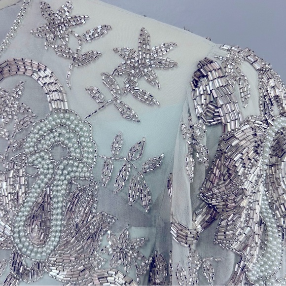 ❌SOLD He-Ro Industries |Vintage 100% Silk Mint Green Fancy Beaded Dress Size 10 - Picture 11 of 16